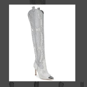 Silver Rhinestone Gianni Bini Western Katyanna Boots